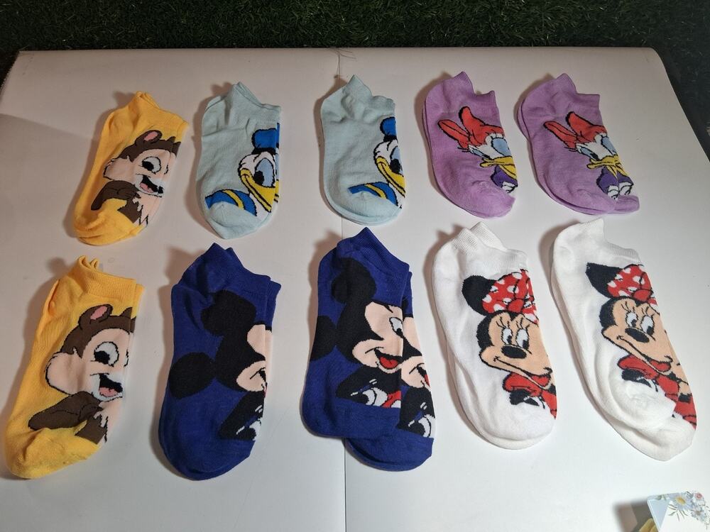 Lot of 5 Mickey Minnie Donald Daisy Duck Character Low Cut Ankle Socks Women M